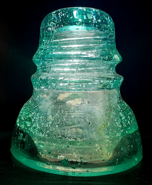 CD 152 Snowy Aqua No. 48 Antique Glass Telegraph Insulator HOOPSKIRT G9 2