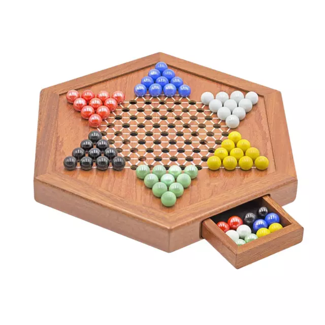 Chinese Checkers Board Game Chessboard 6 Color Glass Marbles Family Collection