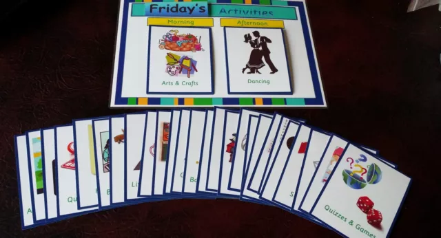 Daily Activities - 7 day Boards  + 28 activity  CARDS - CARE HOME- DEMENTIA-SEN
