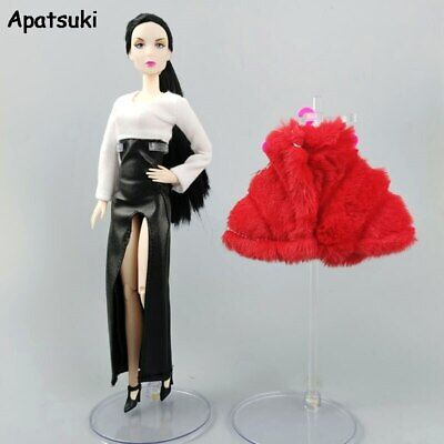 LADY Fashion Bianco Nero Abito Rosso Pelliccia per 11.5" set vestiti abiti bambola