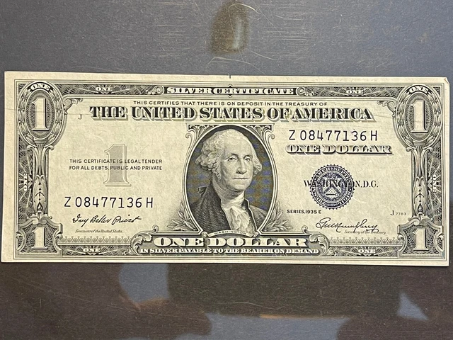 1935 E U.S.A $1 DOLLAR STAR NOTE Bill banknote SILVER CERTIFICATE BLUE Series E