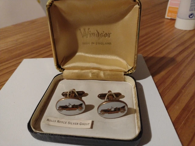 Boutons De Manchette Rolls-Royce Spirit Of Ecstasy Plaqués Rhodium - Argenté, Thème Automobile, Précommande