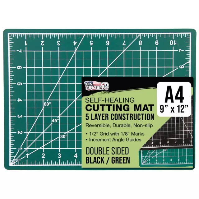 9" x 12" GREEN/BLACK Self Healing 5-Ply Double Sided Durable Cutting Mat