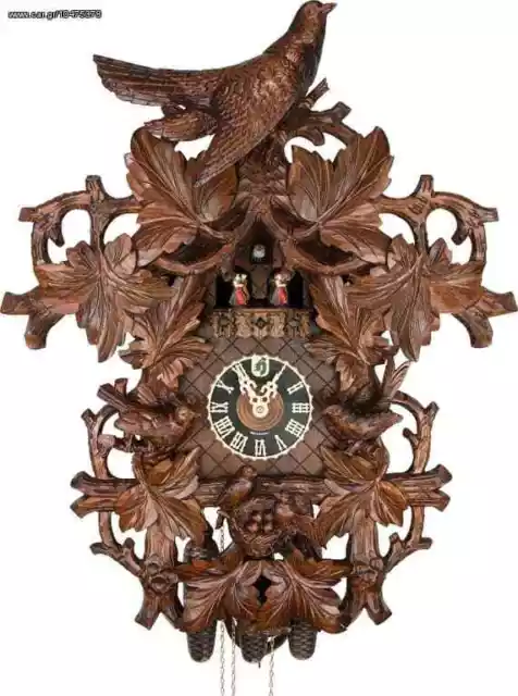 Reloj de cuco musical tallado 8 días con siete hojas