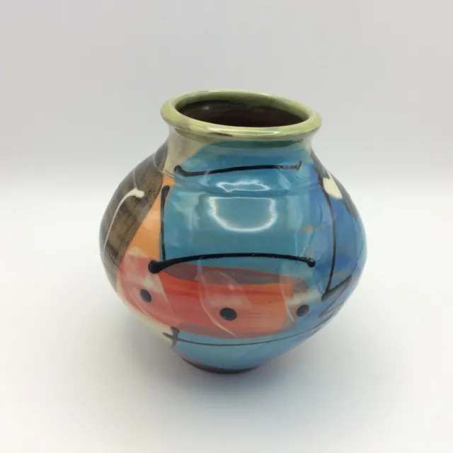 Richard Wilson Studio Pottery Hand Thrown and Painted in Abstract Design Vase
