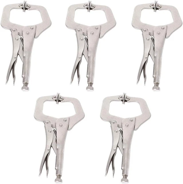 11" Locking C-Clamp 5Pack Locking Pliers Adjustable Welding Clamps W/Regular Ti