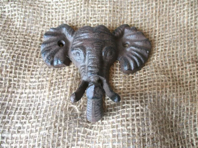 Cast Iron Elepahnt Head Hook Coat Key Rustic Entry Way Hall Tree Decor Decoratio