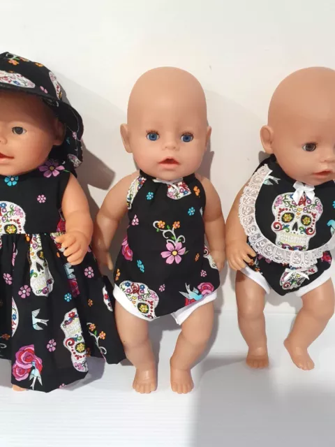 Dolls Clothes to fit 43cm Baby Born Doll. Dress, Playsuit, Bib, hat & knickers 3