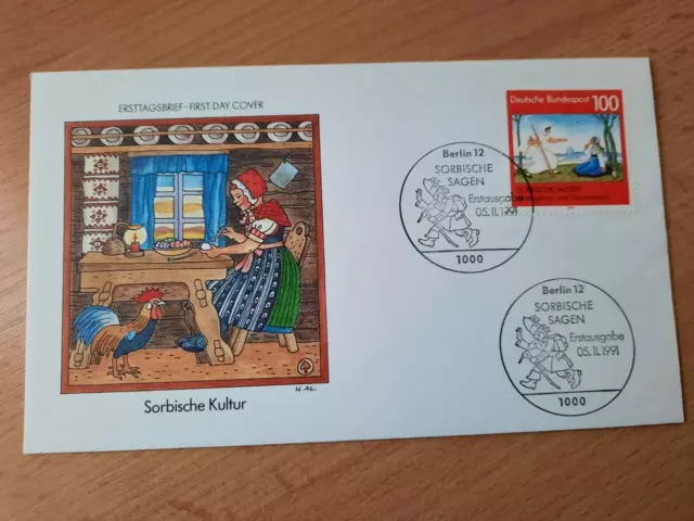 BRD 1991 FDC Sorbische Kultur MINr. 1577 mit  Ersttagssonderstempel Berlin