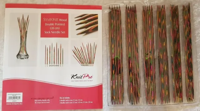 Knit Pro Symfonie Double Pointed Sock Needle Set x 20cm 6 Sizes 20631