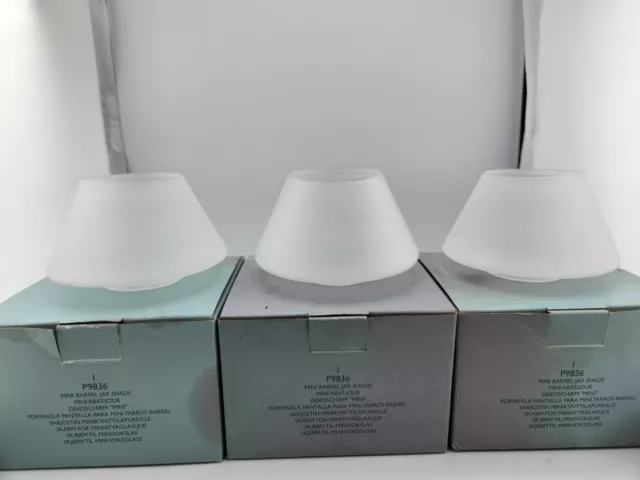 PartyLite Mini Barrel Candle Jar Shade Frosted Retired P12B&13C/P9836 Set of 3 2