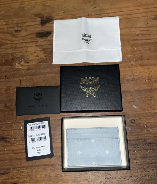 MCM Mini Original Spectrum Diamond Visetos Logo Leather Card Case Holder Wallet