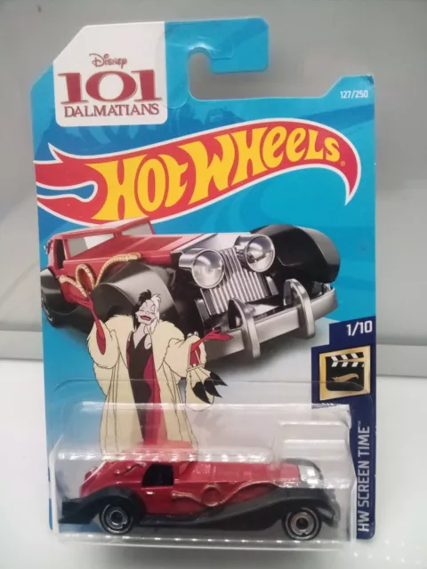 Hot Wheels Mainline / 101 Dalmatians - Cruella De Vil - Red - Movie Car x1