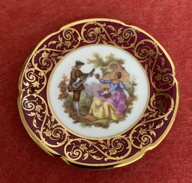 Vintage Limoges Monarch Minatare Porcelain Flat Mini Plate Courting Couple Art