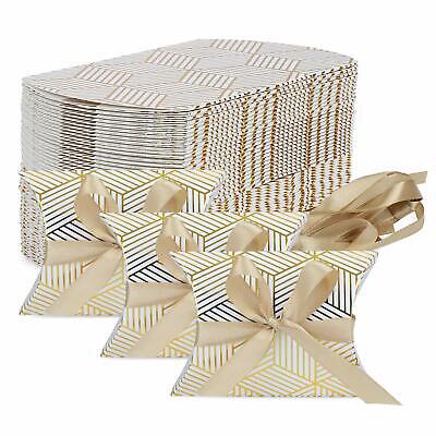 TsunNee Scatola quadrata di carta a righe per caramelle e bomboniere Oro 