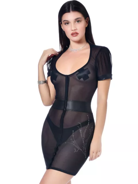 Patrice CATANZARO Rosalyn Kleid Dress Transparent schwarz durchsichtig Sexy Netz