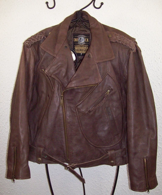 Blouson Perfecto En Cuir Rizal Taille M - Style Motard Femme En Cuir Ocre Jaune, Neuf Sans étiquette