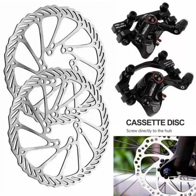 Bike Mechanical Disc Brake Caliper 160mm Rotor Front & Rear For Mountain Bicycle