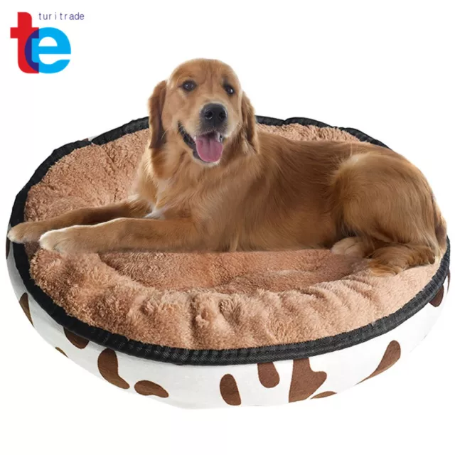 Plush Fluffy Soft Warm Calming Sleeping Kennel Coffee Pet Dog Cat Bed Snug Donut