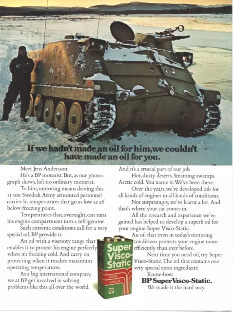 BP   Super Visco-Static Motor Oil   (tank) :-  Original Vintage 1976 Advert