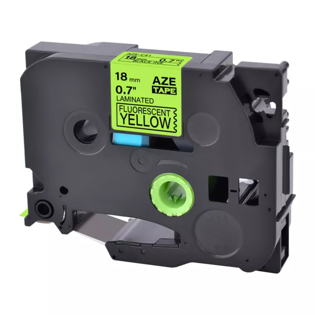 Fits Brother PT-E550W Black on Fluorescent Yellow Label Tape Tze TZ-C41 0.7"