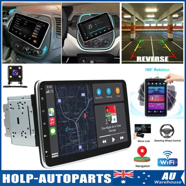 Rotatable Double 2DIN 10.1" Android 12 Car Stereo Radio GPS Navi Carplay +Camera