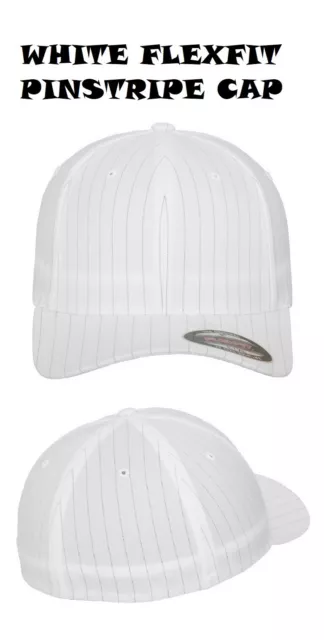 FLEXFIT White with Pinstripe Sport Baseball Cap - Brand new with tags