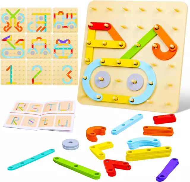 Montessori Steckbrett Puzzle, Holzpuzzle Montessori Spielzeug, Holz Geobrett Ler