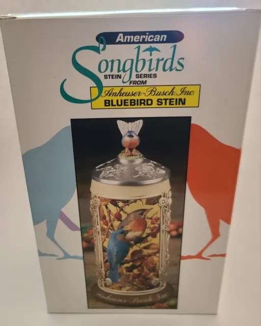 ANHEUSER-BUSCH AMERICAN SONGBIRD SERIES " BLUEBIRD STEIN"  Stein In Box