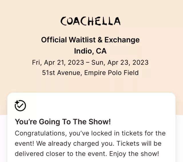 2023 COACHELLA MUSIC FESTIVAL TICKETS 3 DAY GA PASS * 2nd Weekend: 4/21 - 4/23