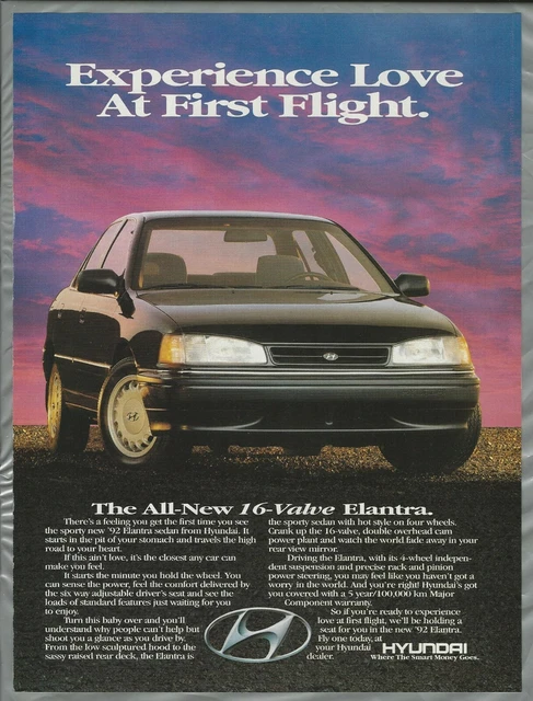 1992 HYUNDAI ELANTRA advertisement, Canadian, Hyundai Elantra sedan