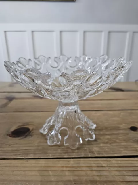 Shannon Crystal Footed Pedestal Compote Centerpiece Bowl Dish Crown Fleur De Lis