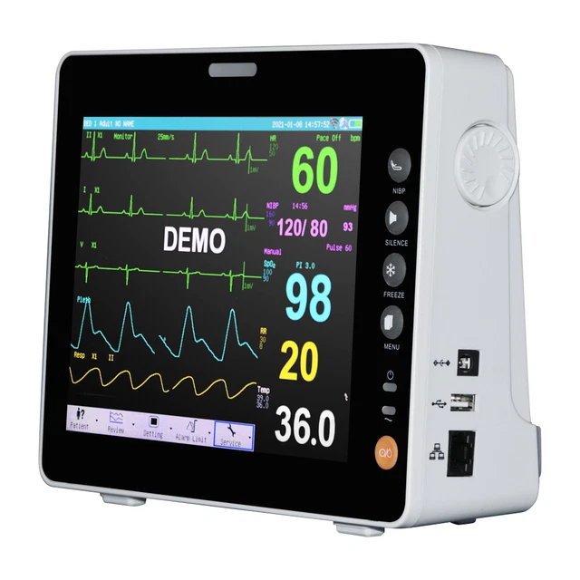 8" Medical Dental Patient Monitor ICU Vital Signs ECG NIBP RESP TEMP SPO2 HR