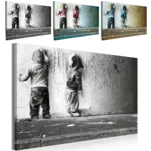 Streetart Banksy Kinder VLIES LEINWAND DEKO BILDER WANDBILDER XXL WOHNZIMMER