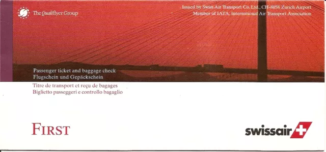 Ticket Jacket - Swissair - First - Cable Supported Bridge - 1999 (J1681)