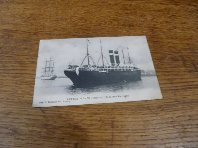 cpa bateau paquebot Red Star Line "Finland " 1902 Philadelphia port d'Anvers