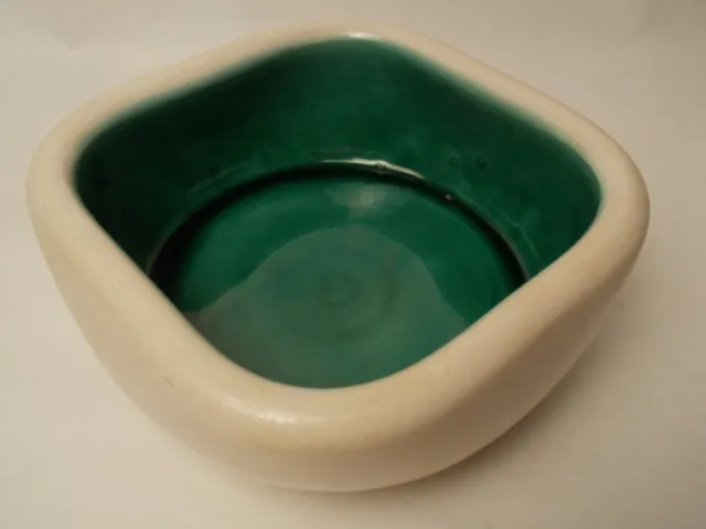 Sevres Rare Turquoise Glazed Square Heavy Porcelain Bowl Mid Century France 3