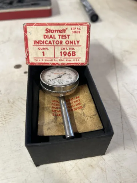 Starrett  No. 196b Dial Test Indicator Vintage Original Box.