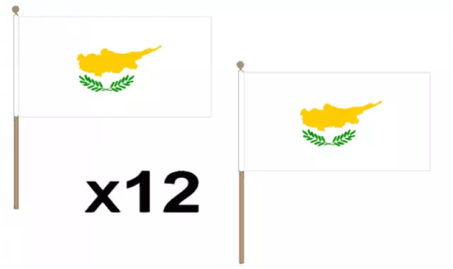 Pack Of 12 Cyprus Hand Flags 9 x 6" - Party Conferences Office Display