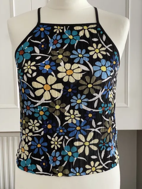 TOP SHOP Size 8 Black : Flowers :  Crimped - VGC -