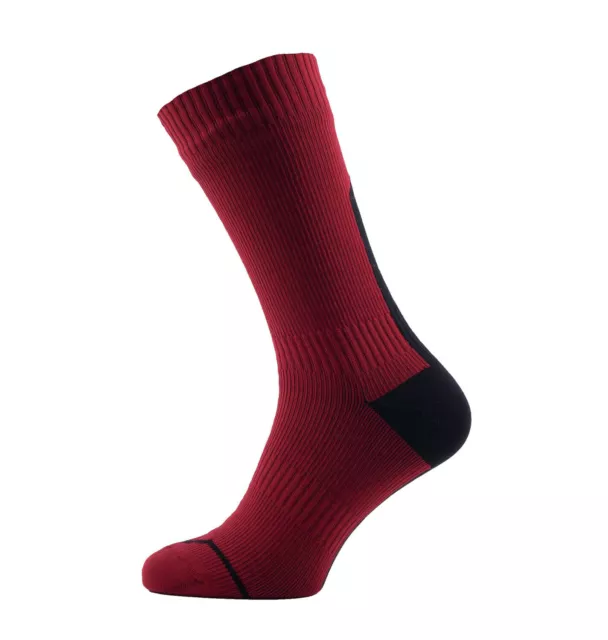 SealSkinz Road Thin Mid Hydrostop Waterproof Socks - Red / Black Small UK 3-5