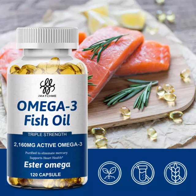 120 Softgels -Omega 3 Fischöl Kapseln - 2160mg -1296mg EPA 864mg DHA pro Kapseln 3