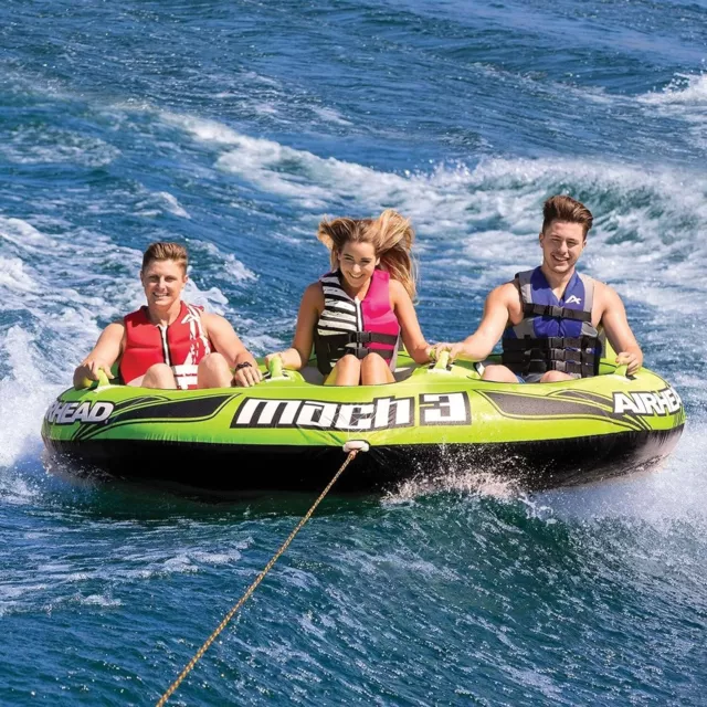 AIRHEAD MACH 3 Person Towable Tube for Boating Green