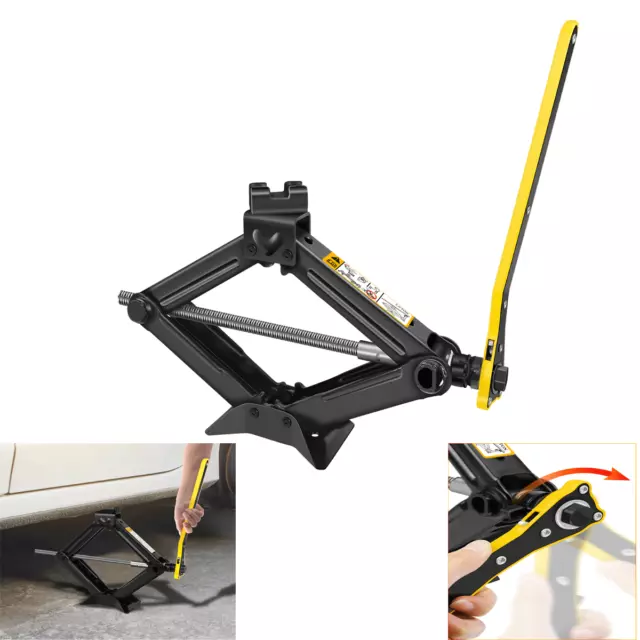 New 2 Ton Tonne Scissor Jack Lift Wind Up For Car Van Garage Home Emergency Tool