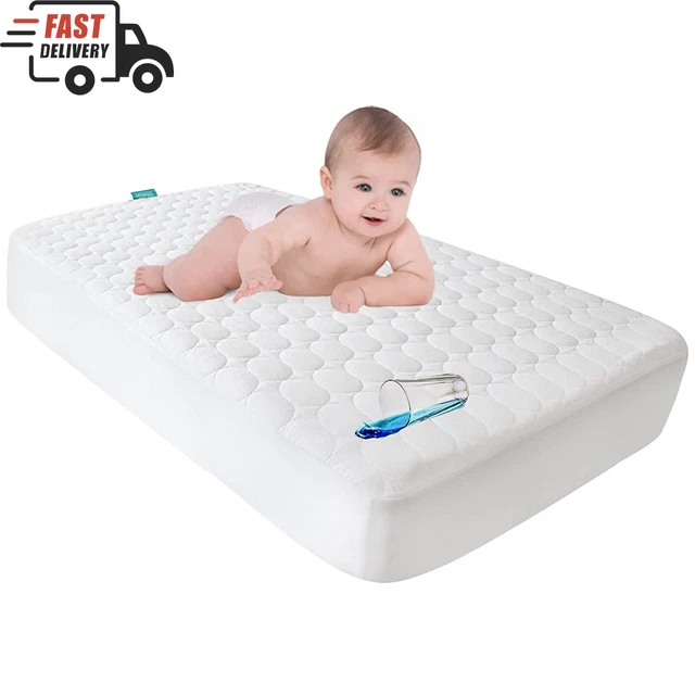 28''x52'' Waterproof Fitted Crib Mattress Pad & Toddler Protector Baby White NEW