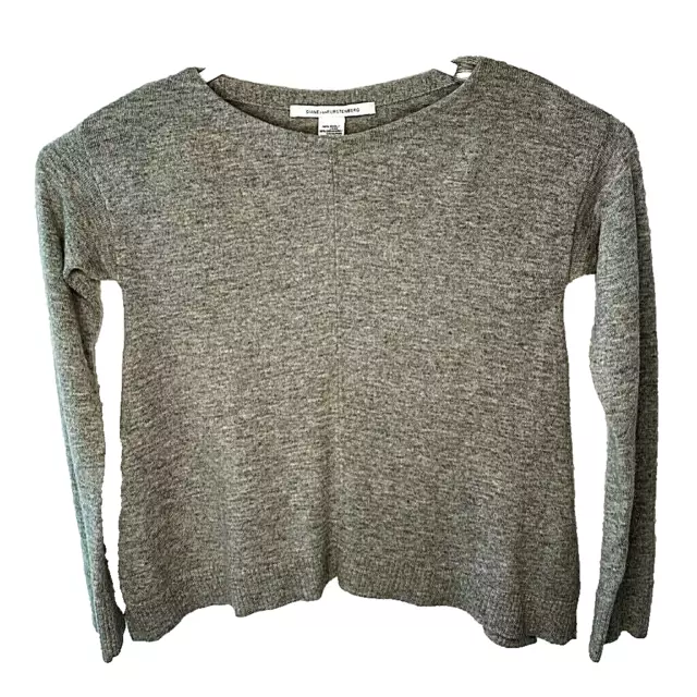 Diane Von Furstenberg Sweater Womens S Pullover Gray Wool Cashmere Blend LS