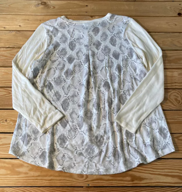 bobeau NWOT women’s long sleeve back print shirt size L ivory k7 2