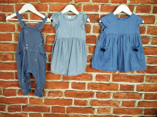 Girls Baby Bundle Age 12-18 Months 100% Next Pinafore Dress Romper Dungaree 86Cm