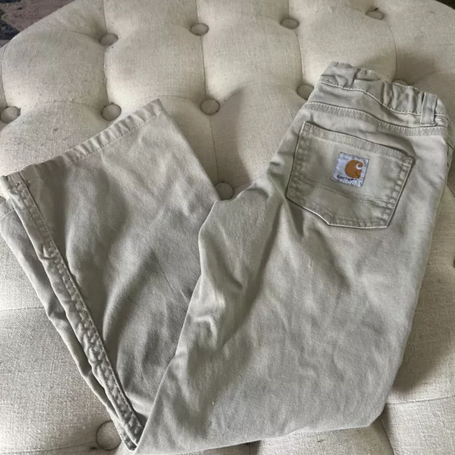 Carhartt Boys Khaki Canvas Utility Pants  Size 8 Adjustable Waist