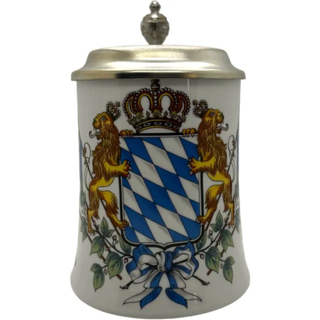Vintage Kuhr Sandizell Pewter Lidded German Beer Mug Tankard Stein